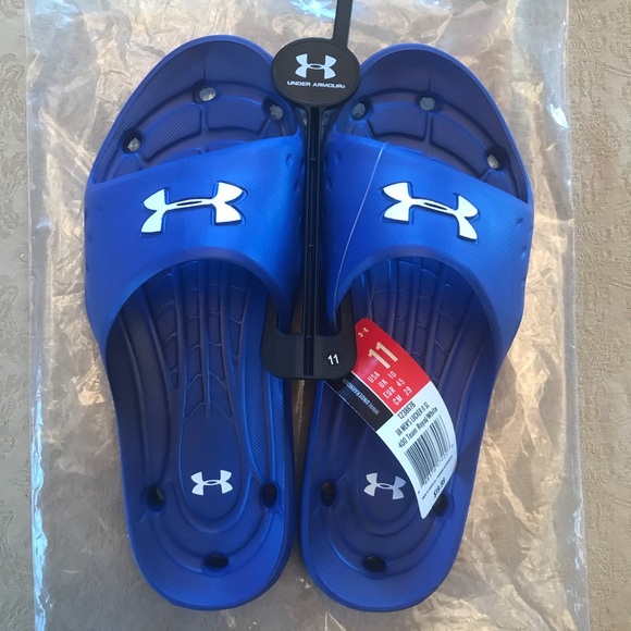 under armour blue slides